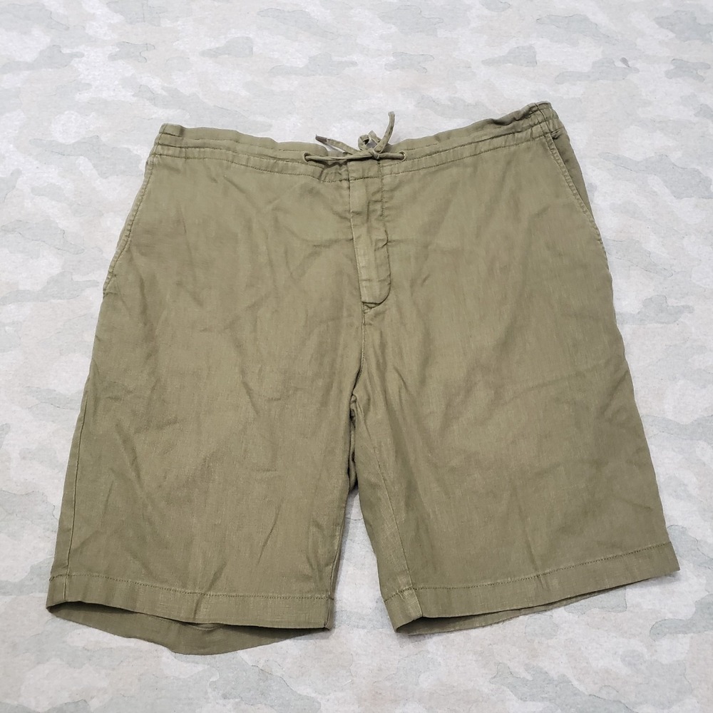 Barbour Shorts Mens 40 Green Linen Blend Outdoors Preppy Chino Pockets